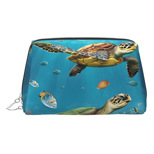 EZDLOWVBA Kosmetiktasche für Damen, Motiv: Meeresmuschel, Schildkrötenmuster, Reißverschluss, Make-up-Tasche, Kulturbeutel, leichte Leder-Make-up-Tasche, silber, Einheitsgröße EZDLOWVBA Kosmetiktasche für Damen, Motiv: Meeresmuschel, Schildkrötenmuster, Reißverschluss, Make-up-Tasche, Kulturbeutel, leichte Leder-Make-up-Tasche, silber, Einheitsgröße von EZDLOWVBA