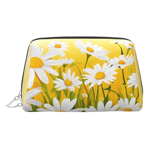EZDLOWVBA Kosmetiktasche für Damen, Motiv: Sommerblumen, Gänseblümchen, mit Reißverschluss, Make-up-Tasche, Kulturbeutel, leichte Leder-Make-up-Tasche, silber, Einheitsgröße EZDLOWVBA Kosmetiktasche für Damen, Motiv: Sommerblumen, Gänseblümchen, mit Reißverschluss, Make-up-Tasche, Kulturbeutel, leichte Leder-Make-up-Tasche, silber, Einheitsgröße von EZDLOWVBA