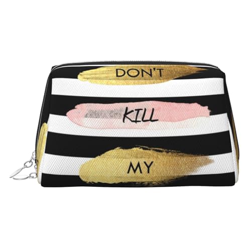 EZDLOWVBA Kosmetiktasche für Damen, Motiv: Stripe Don't Kill My Vibe, mit Reißverschluss, leichte Leder-Make-up-Tasche, silber, Einheitsgröße EZDLOWVBA Kosmetiktasche für Damen, Motiv: Stripe Don't Kill My Vibe, mit Reißverschluss, leichte Leder-Make-up-Tasche, silber, Einheitsgröße von EZDLOWVBA