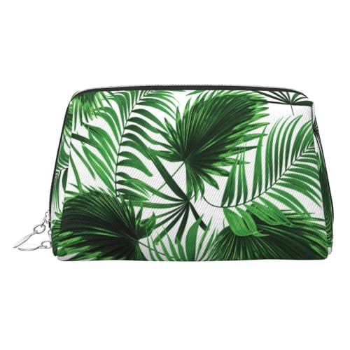 EZDLOWVBA Kosmetiktasche für Damen, Palmblatt-Druck, Reißverschluss, Make-up-Tasche, Kulturbeutel, leichte Leder-Make-up-Tasche, silber, Einheitsgröße EZDLOWVBA Kosmetiktasche für Damen, Palmblatt-Druck, Reißverschluss, Make-up-Tasche, Kulturbeutel, leichte Leder-Make-up-Tasche, silber, Einheitsgröße von EZDLOWVBA