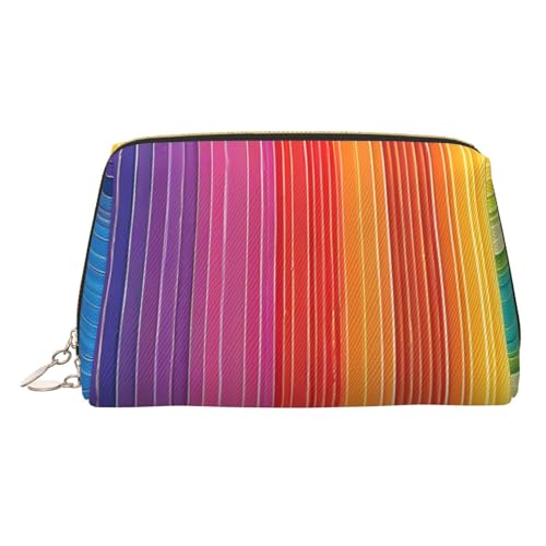 EZDLOWVBA Kosmetiktasche für Damen, Regenbogenfarben, gestreift, Reißverschluss, Make-up-Tasche, Kulturbeutel, leichte Leder-Make-up-Tasche, gold, Einheitsgröße EZDLOWVBA Kosmetiktasche für Damen, Regenbogenfarben, gestreift, Reißverschluss, Make-up-Tasche, Kulturbeutel, leichte Leder-Make-up-Tasche, gold, Einheitsgröße von EZDLOWVBA