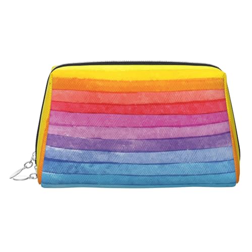 EZDLOWVBA Kosmetiktasche für Damen, Regenbogenfarben, gestreift, Reißverschluss, Make-up-Tasche, Kulturbeutel, leichte Leder-Make-up-Tasche, silber, Einheitsgröße EZDLOWVBA Kosmetiktasche für Damen, Regenbogenfarben, gestreift, Reißverschluss, Make-up-Tasche, Kulturbeutel, leichte Leder-Make-up-Tasche, silber, Einheitsgröße von EZDLOWVBA