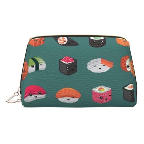 EZDLOWVBA Kosmetiktasche für Damen, Sushi-Aufdruck, Reißverschluss, Make-up-Tasche, Kulturbeutel, leichte Leder-Make-up-Tasche, gold, Einheitsgröße EZDLOWVBA Kosmetiktasche für Damen, Sushi-Aufdruck, Reißverschluss, Make-up-Tasche, Kulturbeutel, leichte Leder-Make-up-Tasche, gold, Einheitsgröße von EZDLOWVBA