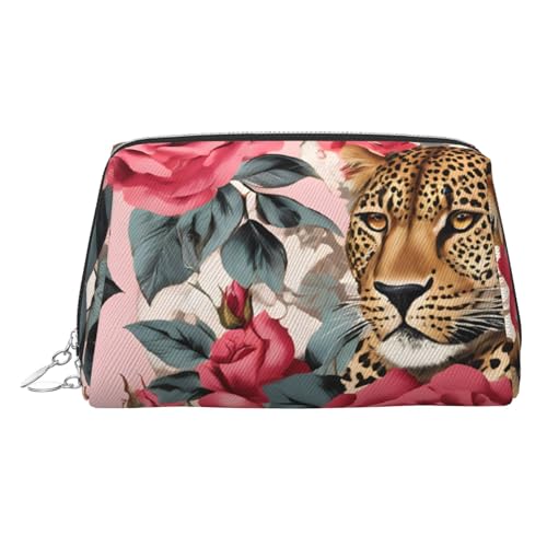 EZDLOWVBA Kosmetiktasche für Damen, gestreift, Leopardenmuster, Reißverschluss, Make-up-Tasche, Kulturbeutel, leichte Leder-Make-up-Tasche, silber, Einheitsgröße EZDLOWVBA Kosmetiktasche für Damen, gestreift, Leopardenmuster, Reißverschluss, Make-up-Tasche, Kulturbeutel, leichte Leder-Make-up-Tasche, silber, Einheitsgröße von EZDLOWVBA