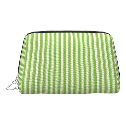 EZDLOWVBA Kosmetiktasche für Damen, klassisch, grün, gestreift, Reißverschluss, Make-up-Tasche, Kulturbeutel, leichte Leder-Make-up-Tasche, silber, Einheitsgröße EZDLOWVBA Kosmetiktasche für Damen, klassisch, grün, gestreift, Reißverschluss, Make-up-Tasche, Kulturbeutel, leichte Leder-Make-up-Tasche, silber, Einheitsgröße von EZDLOWVBA