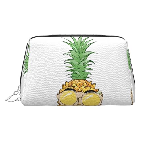 EZDLOWVBA Kosmetiktasche für Damen, mit Ananas-Aufdruck, Reißverschluss, Make-up-Tasche, Kulturbeutel, leichte Make-up-Tasche aus Leder, silber, Einheitsgröße EZDLOWVBA Kosmetiktasche für Damen, mit Ananas-Aufdruck, Reißverschluss, Make-up-Tasche, Kulturbeutel, leichte Make-up-Tasche aus Leder, silber, Einheitsgröße von EZDLOWVBA