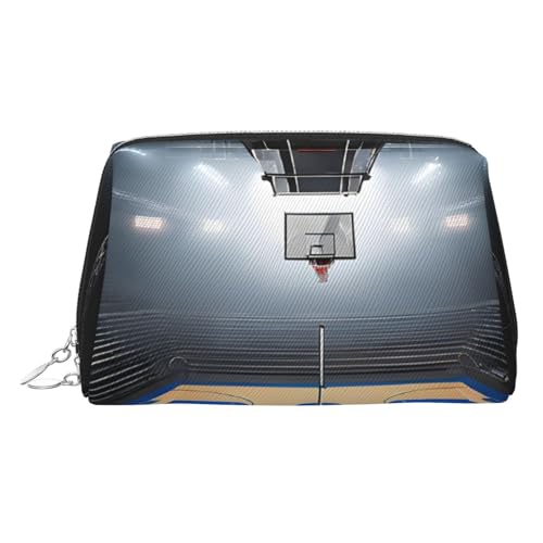 EZDLOWVBA Kosmetiktasche für Damen, mit Basketball-Druck, Reißverschluss, leichte Leder-Make-up-Tasche, silber, Einheitsgröße EZDLOWVBA Kosmetiktasche für Damen, mit Basketball-Druck, Reißverschluss, leichte Leder-Make-up-Tasche, silber, Einheitsgröße von EZDLOWVBA