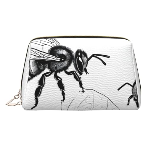EZDLOWVBA Kosmetiktasche für Damen, mit Bienenmotiv, mit Reißverschluss, leichte Leder-Make-up-Tasche, gold, Einheitsgröße EZDLOWVBA Kosmetiktasche für Damen, mit Bienenmotiv, mit Reißverschluss, leichte Leder-Make-up-Tasche, gold, Einheitsgröße von EZDLOWVBA