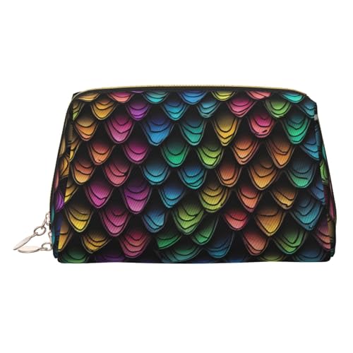 EZDLOWVBA Kosmetiktasche für Damen, mit Drachen-Schuppen-Druck, Reißverschluss, Make-up-Tasche, Kulturtasche, leichte Leder-Make-up-Tasche, gold, Einheitsgröße EZDLOWVBA Kosmetiktasche für Damen, mit Drachen-Schuppen-Druck, Reißverschluss, Make-up-Tasche, Kulturtasche, leichte Leder-Make-up-Tasche, gold, Einheitsgröße von EZDLOWVBA