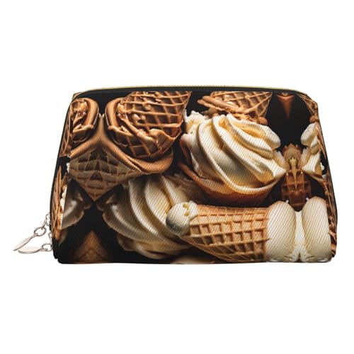 EZDLOWVBA Kosmetiktasche für Damen, mit Eiscreme-Aufdruck, Reißverschluss, Make-up-Tasche, Kulturtasche, leichte Leder-Make-up-Tasche, gold, Einheitsgröße EZDLOWVBA Kosmetiktasche für Damen, mit Eiscreme-Aufdruck, Reißverschluss, Make-up-Tasche, Kulturtasche, leichte Leder-Make-up-Tasche, gold, Einheitsgröße von EZDLOWVBA