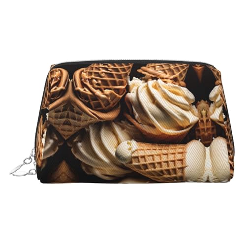 EZDLOWVBA Kosmetiktasche für Damen, mit Eiscreme-Aufdruck, Reißverschluss, Make-up-Tasche, Kulturtasche, leichte Leder-Make-up-Tasche, silber, Einheitsgröße EZDLOWVBA Kosmetiktasche für Damen, mit Eiscreme-Aufdruck, Reißverschluss, Make-up-Tasche, Kulturtasche, leichte Leder-Make-up-Tasche, silber, Einheitsgröße von EZDLOWVBA