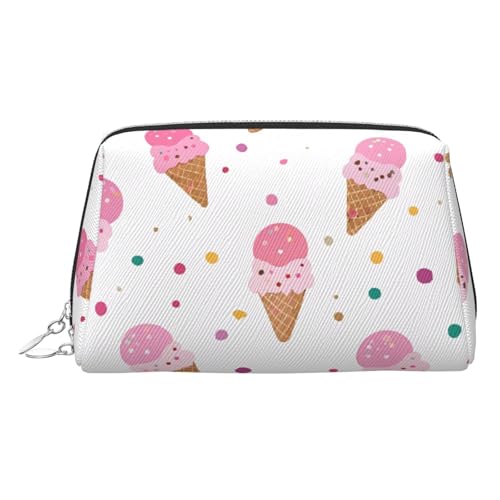 EZDLOWVBA Kosmetiktasche für Damen, mit Eistüten bedruckt, Reißverschluss, Make-up-Tasche, Kulturbeutel, leichte Leder-Make-up-Tasche, silber, Einheitsgröße EZDLOWVBA Kosmetiktasche für Damen, mit Eistüten bedruckt, Reißverschluss, Make-up-Tasche, Kulturbeutel, leichte Leder-Make-up-Tasche, silber, Einheitsgröße von EZDLOWVBA