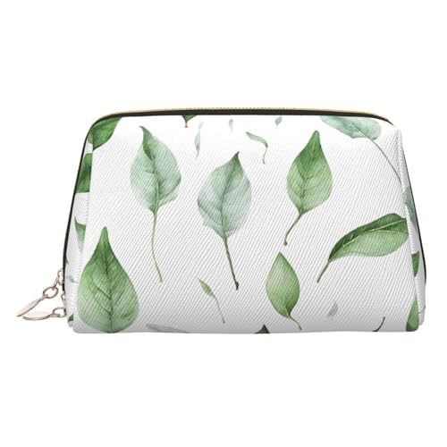 EZDLOWVBA Kosmetiktasche für Damen, mit Eukalyptusblättern, mit Reißverschluss, leichte Leder-Make-up-Tasche, gold, Einheitsgröße EZDLOWVBA Kosmetiktasche für Damen, mit Eukalyptusblättern, mit Reißverschluss, leichte Leder-Make-up-Tasche, gold, Einheitsgröße von EZDLOWVBA