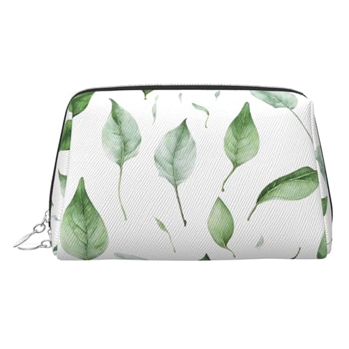 EZDLOWVBA Kosmetiktasche für Damen, mit Eukalyptusblättern, mit Reißverschluss, leichte Leder-Make-up-Tasche, silber, Einheitsgröße EZDLOWVBA Kosmetiktasche für Damen, mit Eukalyptusblättern, mit Reißverschluss, leichte Leder-Make-up-Tasche, silber, Einheitsgröße von EZDLOWVBA
