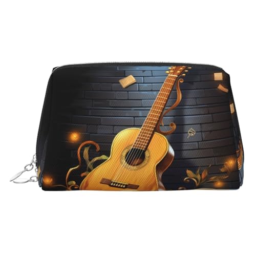 EZDLOWVBA Kosmetiktasche für Damen, mit Gitarren-Aufdruck, Reißverschluss, Make-up-Tasche, Kulturbeutel, leichte Leder-Make-up-Tasche, silber, Einheitsgröße EZDLOWVBA Kosmetiktasche für Damen, mit Gitarren-Aufdruck, Reißverschluss, Make-up-Tasche, Kulturbeutel, leichte Leder-Make-up-Tasche, silber, Einheitsgröße von EZDLOWVBA