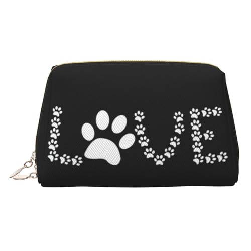 EZDLOWVBA Kosmetiktasche für Damen, mit Hundepfotenabdruck, Reißverschluss, Make-up-Tasche, Kulturbeutel, leicht, Leder, gold, Einheitsgröße EZDLOWVBA Kosmetiktasche für Damen, mit Hundepfotenabdruck, Reißverschluss, Make-up-Tasche, Kulturbeutel, leicht, Leder, gold, Einheitsgröße von EZDLOWVBA