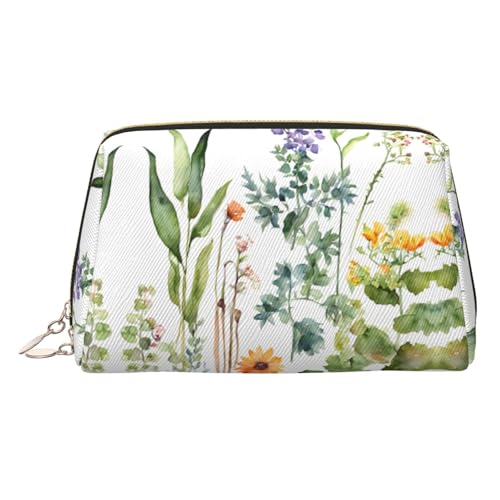 EZDLOWVBA Kosmetiktasche für Damen, mit Kräutergarten, Reißverschluss, leichte Make-up-Tasche aus Leder, gold, Einheitsgröße EZDLOWVBA Kosmetiktasche für Damen, mit Kräutergarten, Reißverschluss, leichte Make-up-Tasche aus Leder, gold, Einheitsgröße von EZDLOWVBA