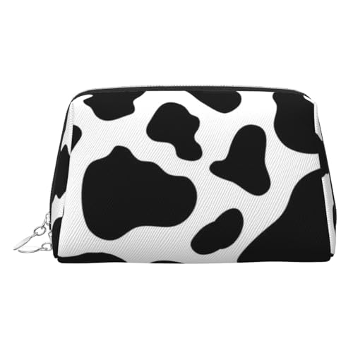 EZDLOWVBA Kosmetiktasche für Damen, mit Kuh-Punktdruck, Reißverschluss, leichte Leder-Make-up-Tasche, silber, Einheitsgröße EZDLOWVBA Kosmetiktasche für Damen, mit Kuh-Punktdruck, Reißverschluss, leichte Leder-Make-up-Tasche, silber, Einheitsgröße von EZDLOWVBA