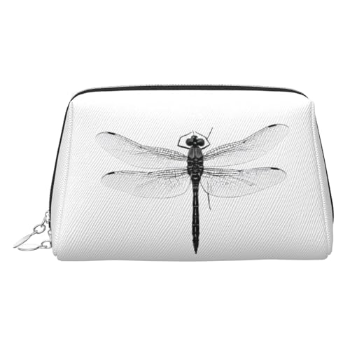 EZDLOWVBA Kosmetiktasche für Damen, mit Libellen-Druck, Reißverschluss, Make-up-Tasche, Kulturbeutel, leicht, Leder, Schwarz und Weiß, silber, Einheitsgröße EZDLOWVBA Kosmetiktasche für Damen, mit Libellen-Druck, Reißverschluss, Make-up-Tasche, Kulturbeutel, leicht, Leder, Schwarz und Weiß, silber, Einheitsgröße von EZDLOWVBA