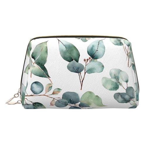 EZDLOWVBA Kosmetiktasche für Damen, mit Reißverschluss, Eukalyptusblätter, grüner Druck, leichte Leder-Make-up-Tasche, gold, Einheitsgröße EZDLOWVBA Kosmetiktasche für Damen, mit Reißverschluss, Eukalyptusblätter, grüner Druck, leichte Leder-Make-up-Tasche, gold, Einheitsgröße von EZDLOWVBA
