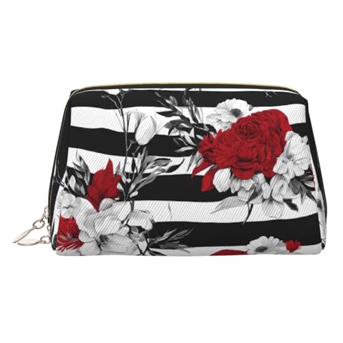 EZDLOWVBA Kosmetiktasche für Damen, mit Reißverschluss, Kosmetiktasche, Kulturbeutel, leicht, Leder, Schwarz / Weiß gestreift, gold, Einheitsgröße EZDLOWVBA Kosmetiktasche für Damen, mit Reißverschluss, Kosmetiktasche, Kulturbeutel, leicht, Leder, Schwarz / Weiß gestreift, gold, Einheitsgröße von EZDLOWVBA