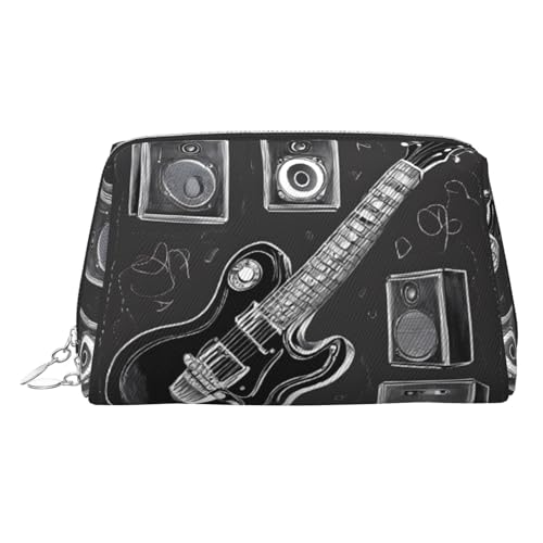 EZDLOWVBA Kosmetiktasche für Damen, mit Reißverschluss, Motiv: Love Rock-Druck, leichte Leder-Make-up-Tasche, silber, Einheitsgröße von EZDLOWVBA