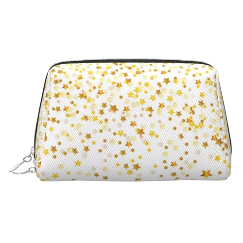 EZDLOWVBA Kosmetiktasche für Damen, mit Reißverschluss, Motiv: Traumhafte Sterne und Punkte, leicht, Leder, silber, Einheitsgröße von EZDLOWVBA