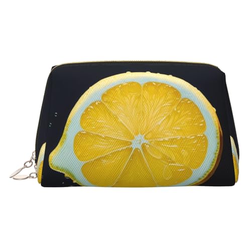 EZDLOWVBA Kosmetiktasche für Damen, mit Reißverschluss, leicht, Leder, Gelb mit Zitronenmuster, gold, Einheitsgröße EZDLOWVBA Kosmetiktasche für Damen, mit Reißverschluss, leicht, Leder, Gelb mit Zitronenmuster, gold, Einheitsgröße von EZDLOWVBA