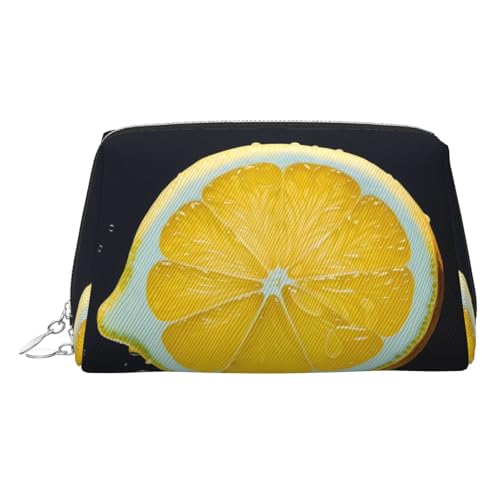 EZDLOWVBA Kosmetiktasche für Damen, mit Reißverschluss, leicht, Leder, Gelb mit Zitronenmuster, silber, Einheitsgröße EZDLOWVBA Kosmetiktasche für Damen, mit Reißverschluss, leicht, Leder, Gelb mit Zitronenmuster, silber, Einheitsgröße von EZDLOWVBA