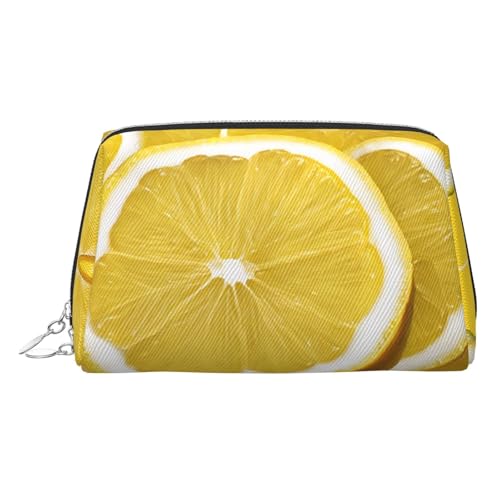 EZDLOWVBA Kosmetiktasche für Damen, mit Reißverschluss, leicht, Leder, Gelb mit Zitronenmuster, silber, Einheitsgröße EZDLOWVBA Kosmetiktasche für Damen, mit Reißverschluss, leicht, Leder, Gelb mit Zitronenmuster, silber, Einheitsgröße von EZDLOWVBA