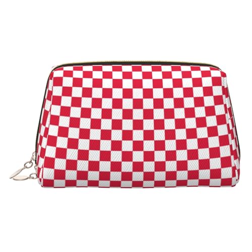 EZDLOWVBA Kosmetiktasche für Damen, mit Reißverschluss, leicht, Leder, Rot / Weiß, gold, Einheitsgröße EZDLOWVBA Kosmetiktasche für Damen, mit Reißverschluss, leicht, Leder, Rot / Weiß, gold, Einheitsgröße von EZDLOWVBA