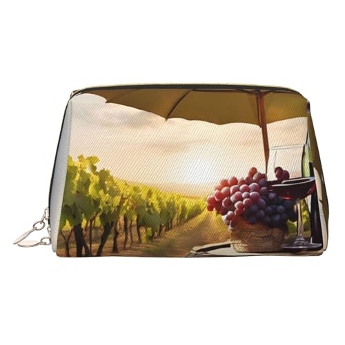 EZDLOWVBA Kosmetiktasche für Damen, mit Reißverschluss, mit Rotwein-Aufdruck, leichte Leder-Make-up-Tasche, gold, Einheitsgröße EZDLOWVBA Kosmetiktasche für Damen, mit Reißverschluss, mit Rotwein-Aufdruck, leichte Leder-Make-up-Tasche, gold, Einheitsgröße von EZDLOWVBA
