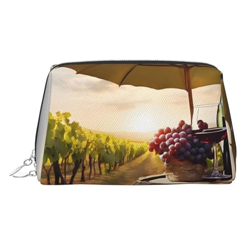 EZDLOWVBA Kosmetiktasche für Damen, mit Reißverschluss, mit Rotwein-Aufdruck, leichte Leder-Make-up-Tasche, silber, Einheitsgröße EZDLOWVBA Kosmetiktasche für Damen, mit Reißverschluss, mit Rotwein-Aufdruck, leichte Leder-Make-up-Tasche, silber, Einheitsgröße von EZDLOWVBA