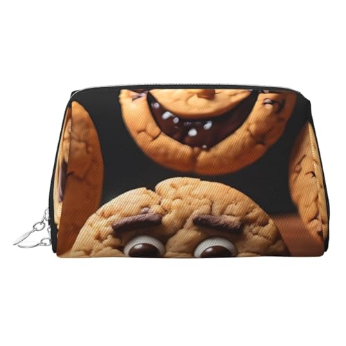 EZDLOWVBA Kosmetiktasche für Damen, mit Reißverschluss, mit Schokoladen-Chip-Aufdruck, leichte Make-up-Tasche aus Leder, silber, Einheitsgröße EZDLOWVBA Kosmetiktasche für Damen, mit Reißverschluss, mit Schokoladen-Chip-Aufdruck, leichte Make-up-Tasche aus Leder, silber, Einheitsgröße von EZDLOWVBA