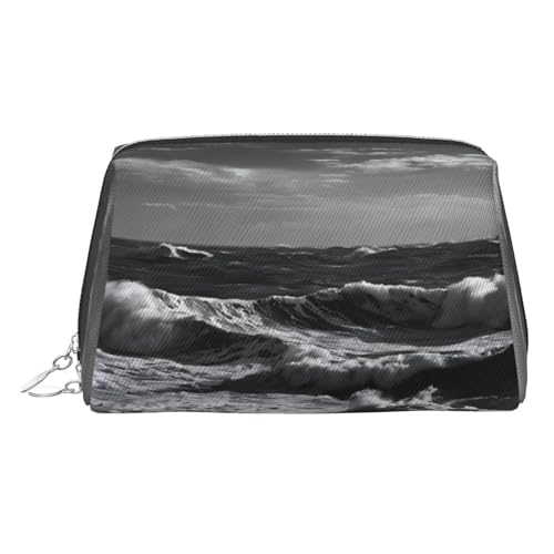 EZDLOWVBA Kosmetiktasche für Damen, mit Reißverschluss, mit Strandaufdruck, leicht, Leder, Schwarz, silber, Einheitsgröße EZDLOWVBA Kosmetiktasche für Damen, mit Reißverschluss, mit Strandaufdruck, leicht, Leder, Schwarz, silber, Einheitsgröße von EZDLOWVBA