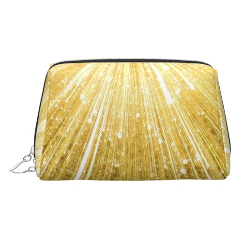 EZDLOWVBA Kosmetiktasche für Damen, mit Reißverschluss, mit goldfarbenem Glitzer-Aufdruck, leichte Leder-Make-up-Tasche, silber, Einheitsgröße EZDLOWVBA Kosmetiktasche für Damen, mit Reißverschluss, mit goldfarbenem Glitzer-Aufdruck, leichte Leder-Make-up-Tasche, silber, Einheitsgröße von EZDLOWVBA