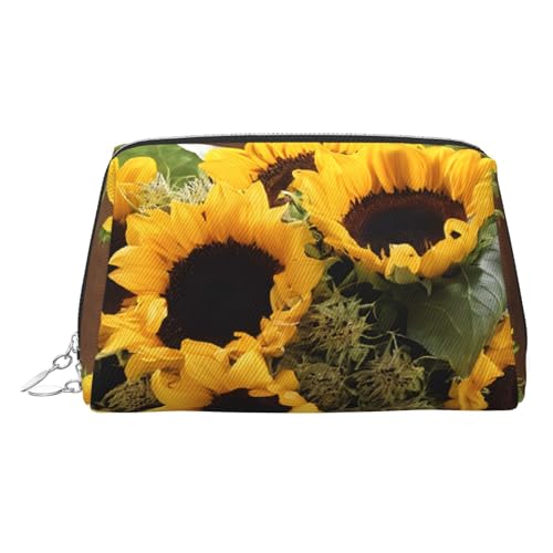 EZDLOWVBA Kosmetiktasche für Damen, mit Sonnenblumen-Aufdruck, Reißverschluss, Make-up-Tasche, Kulturbeutel, leichte Leder-Make-up-Tasche, silber, Einheitsgröße EZDLOWVBA Kosmetiktasche für Damen, mit Sonnenblumen-Aufdruck, Reißverschluss, Make-up-Tasche, Kulturbeutel, leichte Leder-Make-up-Tasche, silber, Einheitsgröße von EZDLOWVBA