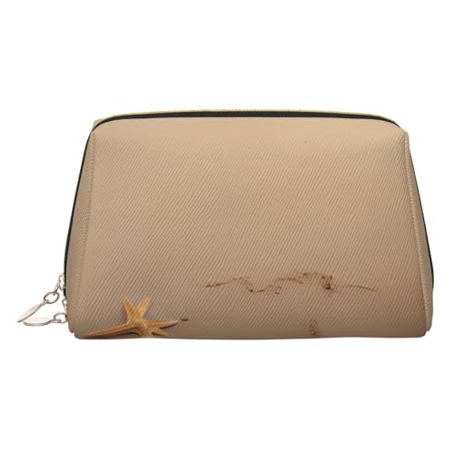 EZDLOWVBA Kosmetiktasche für Damen, mit Stranddruck, Reißverschluss, leichte Leder-Make-up-Tasche, gold, Einheitsgröße EZDLOWVBA Kosmetiktasche für Damen, mit Stranddruck, Reißverschluss, leichte Leder-Make-up-Tasche, gold, Einheitsgröße von EZDLOWVBA