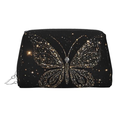 EZDLOWVBA Kosmetiktasche für Damen, mit Strasssteinen, Schmetterlings-Aufdruck, Reißverschluss, Make-up-Tasche, Kulturbeutel, leichte Leder-Make-up-Tasche, silber, Einheitsgröße EZDLOWVBA Kosmetiktasche für Damen, mit Strasssteinen, Schmetterlings-Aufdruck, Reißverschluss, Make-up-Tasche, Kulturbeutel, leichte Leder-Make-up-Tasche, silber, Einheitsgröße von EZDLOWVBA