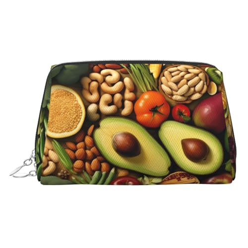 EZDLOWVBA Kosmetiktasche für Damen, mit frischem Gemüse, mit Reißverschluss, leichte Leder-Make-up-Tasche, silber, Einheitsgröße EZDLOWVBA Kosmetiktasche für Damen, mit frischem Gemüse, mit Reißverschluss, leichte Leder-Make-up-Tasche, silber, Einheitsgröße von EZDLOWVBA