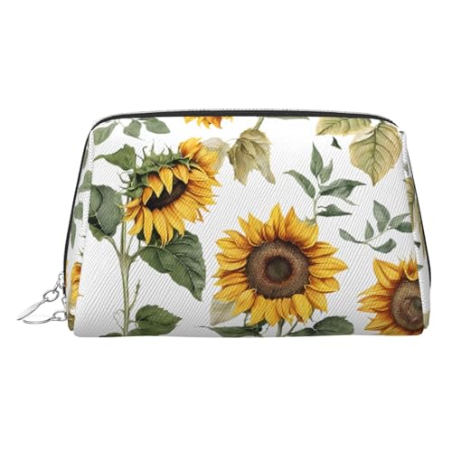 EZDLOWVBA Kosmetiktasche für Damen, mit frischem Sonnenblumen-Druck, Reißverschluss, Make-up-Tasche, Kulturbeutel, leichte Leder-Make-up-Tasche, silber, Einheitsgröße EZDLOWVBA Kosmetiktasche für Damen, mit frischem Sonnenblumen-Druck, Reißverschluss, Make-up-Tasche, Kulturbeutel, leichte Leder-Make-up-Tasche, silber, Einheitsgröße von EZDLOWVBA