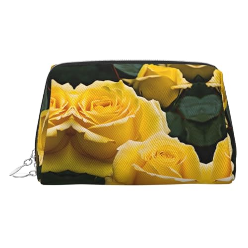 EZDLOWVBA Kosmetiktasche für Damen, mit gelben Rosen, Reißverschluss, Make-up-Tasche, Kulturbeutel, leicht, Leder, silber, Einheitsgröße EZDLOWVBA Kosmetiktasche für Damen, mit gelben Rosen, Reißverschluss, Make-up-Tasche, Kulturbeutel, leicht, Leder, silber, Einheitsgröße von EZDLOWVBA