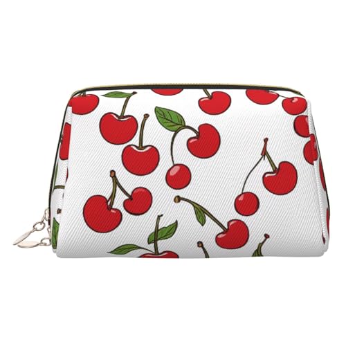 EZDLOWVBA Kosmetiktasche für Damen, mit rotem Kirschen-Aufdruck, Reißverschluss, Make-up-Tasche, Kulturbeutel, leichtes Leder, Make-up-Tasche, gold, Einheitsgröße EZDLOWVBA Kosmetiktasche für Damen, mit rotem Kirschen-Aufdruck, Reißverschluss, Make-up-Tasche, Kulturbeutel, leichtes Leder, Make-up-Tasche, gold, Einheitsgröße von EZDLOWVBA