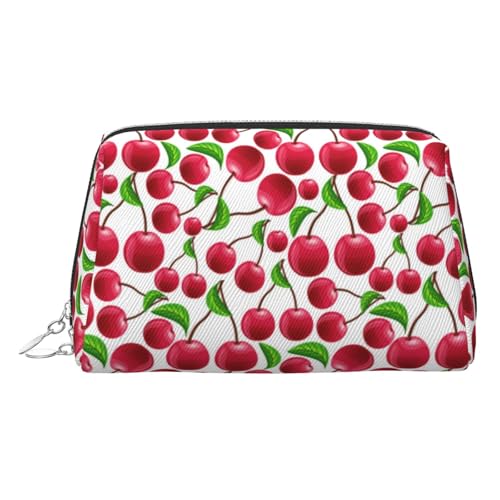 EZDLOWVBA Kosmetiktasche für Damen, mit rotem Kirschen-Aufdruck, Reißverschluss, Make-up-Tasche, Kulturbeutel, leichtes Leder, Make-up-Tasche, silber, Einheitsgröße EZDLOWVBA Kosmetiktasche für Damen, mit rotem Kirschen-Aufdruck, Reißverschluss, Make-up-Tasche, Kulturbeutel, leichtes Leder, Make-up-Tasche, silber, Einheitsgröße von EZDLOWVBA
