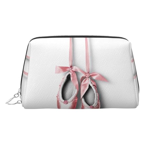 EZDLOWVBA Kosmetiktasche mit Ballettschuh-Aufdruck, für Damen, mit Reißverschluss, Kosmetiktasche, Kulturbeutel, leichte Leder-Make-up-Tasche, silber, Einheitsgröße EZDLOWVBA Kosmetiktasche mit Ballettschuh-Aufdruck, für Damen, mit Reißverschluss, Kosmetiktasche, Kulturbeutel, leichte Leder-Make-up-Tasche, silber, Einheitsgröße von EZDLOWVBA
