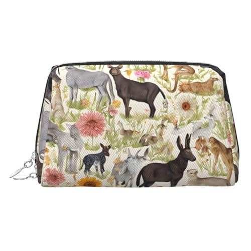 EZDLOWVBA Kosmetiktasche mit Bauernhoftier-Druck, für Damen, Reißverschluss, Make-up-Tasche, Kulturbeutel, leichte Leder-Make-up-Tasche, silber, Einheitsgröße EZDLOWVBA Kosmetiktasche mit Bauernhoftier-Druck, für Damen, Reißverschluss, Make-up-Tasche, Kulturbeutel, leichte Leder-Make-up-Tasche, silber, Einheitsgröße von EZDLOWVBA