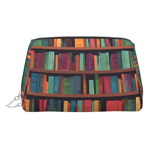 EZDLOWVBA Kosmetiktasche mit Bibliotheks-Bücherregal-Druck, für Damen, mit Reißverschluss, Make-up-Tasche, Kulturbeutel, leicht, Leder, silber, Einheitsgröße EZDLOWVBA Kosmetiktasche mit Bibliotheks-Bücherregal-Druck, für Damen, mit Reißverschluss, Make-up-Tasche, Kulturbeutel, leicht, Leder, silber, Einheitsgröße von EZDLOWVBA