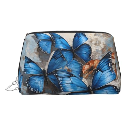EZDLOWVBA Kosmetiktasche mit Blumen- und Schmetterlings-Aufdruck, für Damen, Reißverschluss, Make-up-Tasche, Kulturbeutel, leichte Leder-Make-up-Tasche, silber, Einheitsgröße EZDLOWVBA Kosmetiktasche mit Blumen- und Schmetterlings-Aufdruck, für Damen, Reißverschluss, Make-up-Tasche, Kulturbeutel, leichte Leder-Make-up-Tasche, silber, Einheitsgröße von EZDLOWVBA
