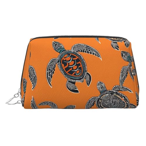 EZDLOWVBA Kosmetiktasche mit Cartoon-Meeresschildkröten-Druck, für Damen, mit Reißverschluss, leichte Make-up-Tasche aus Leder, silber, Einheitsgröße EZDLOWVBA Kosmetiktasche mit Cartoon-Meeresschildkröten-Druck, für Damen, mit Reißverschluss, leichte Make-up-Tasche aus Leder, silber, Einheitsgröße von EZDLOWVBA