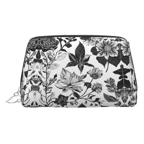 EZDLOWVBA Kosmetiktasche mit Damast-Muster, für Damen, Reise-Kosmetiktasche, Organizer, Reißverschluss, Make-up-Tasche, Kulturbeutel, leichte Leder-Make-up-Tasche, silber, Einheitsgröße von EZDLOWVBA